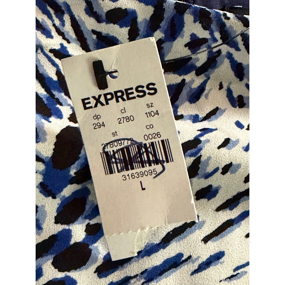 Express Women's Sheath Midi Dress Size L Blue White Black Back Zipper NWT - Picture 6 of 8